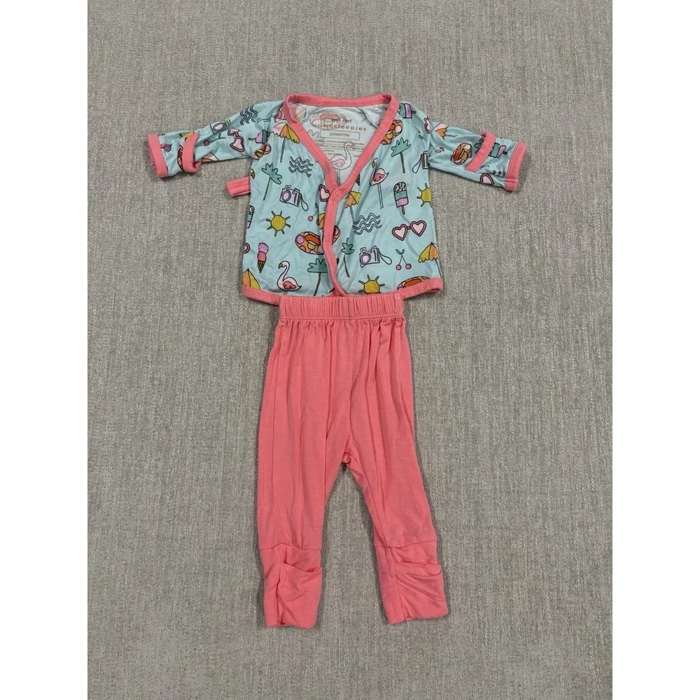 Little Sleepies Pool Party Girl Crossover Set Size Preemie Bamboo Kimono Top